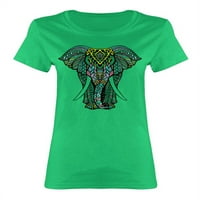 Цветна орнаментирана тениска с форма на слон жени-изображения от Shutterstock, женски X-голям