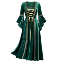 Safuny женска бална рокля maxi кадифе рокля театрална средновековна ренесансова косплей квадратна врата дантела Хелоуин костюм