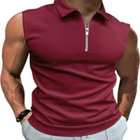 Niuer Leisure Men Summer тениски ревера поло ризи без ръкави без ръкавици Светло синьо XL