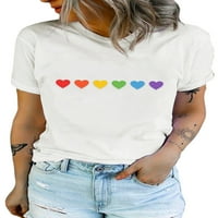 Rosfancy жени тениски Rainbow love heart graphic tees lgbt pride crew neck tops ризи ежедневно лято