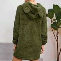 Зимно палто за жените модни модни гнездо леопардов печат зима трина удобна палто с дълъг ръкав армия зелено l