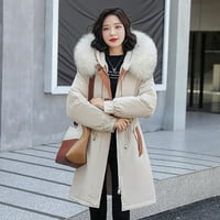 Якета за жени за жени, жени зимни модни инструменти дълги тънки качулки палто зимни палта коледни подаръци за жени