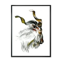 Черно-бял портрет на коза в рамка живопис платно Арт Принт