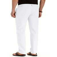 Noilla мъжки панталони еластични панталони на талията плътни цветни дъна мъже обикновени шезлонги за теглене бяло l