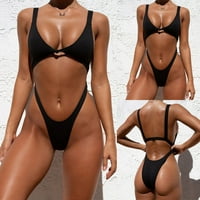 Небрежно черно -бикини комплекти за бански плажове за жени