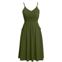 Дамски рокли флорална мини слънчева рокля без ръкави през лятото v-образно деколте зелено 2xl