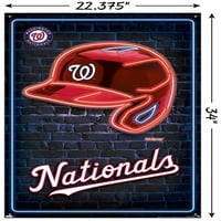 Вашингтон национали-неонов шлем стена плакат с пуш щифтове, 22.375 34