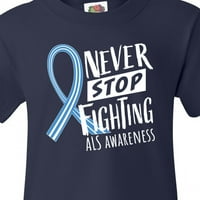 Inktastic никога не спирайте да се борите с младежката тениска за осъзнаване на ALS