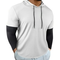 Мъжки пуловер, пускащ тениска с дълъг ръкав тренировки с качулка свободно упражнение за фитнес
