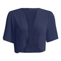 Блузи за жени облечени ежедневни жени мек шифон отворен фронт чист жилетки с къси ръкави за вечерна рокля Женски палта