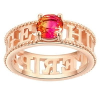 Персонализирани 14к Розово злато преливащи камък двойно име Формован пръстен