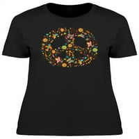 Smartprints Womens Graphic Tee - Hippie Sign In Floral Logo - Редовно прилягане памук