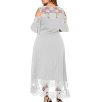 Juebong лятно клирънс продажба плюс размер дълги рокли за жени модерна дантелена сплайсираща студено рамо куха от макси рокля