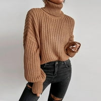 Зима за жени мода огромни плетени костенурки найлонов памук плюс размер женски пуловери пуловери за жени Turtleneck пуловер кафяв