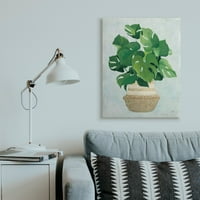 Ступел индустрии монстера растителна кошница зелени листа минимална живопис платно стена изкуство дизайн от Джулия Пуринтън, 30