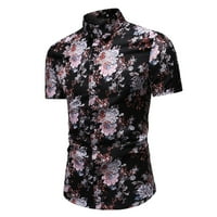 Мъжки тениски пролетта лято отпечатана яка за въртене на яка за несемейни къси ръкави риза