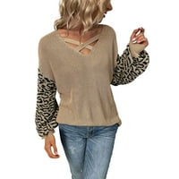Adviicd пуловери за жени пуловери за жени с леки тестени с шия с дълъг ръкав туники за гамаши мек цветен блок
