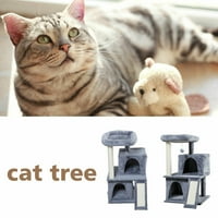Хомо 3-ниво Модерен коте котка дърво мебели Кити игра къща с апартаменти Топ костур надраскване постове рампа, сиво