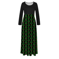 Просветите за спестявания на есента, женски коледна печатна ръкав рокля за кръг