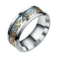 Титанов стоманен драконов пръстен със сребърен златен дракон от неръждаема стомана пръстени пръстени Размер винтидж пръстени комплект