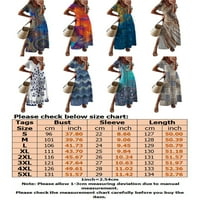 Uhndy Women Maxi рокли Разхлабена ваканционна рокля флорална щампа с къс ръкав макси рокли лято Boho Beach Split Sundress-Lq