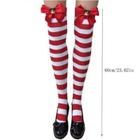 Ifshaion Женска Коледа над чорапите на коляното райе отпечатан жартиер за косъм коледно парти коляно по -топло подредено чорапи