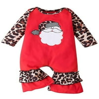 Lumento Girls Loose Travel Bodysuit Santa Printed One Jumbsuit Cute Leopard Print Romper Red 6-9m