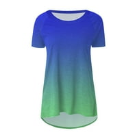 Върхове за тренировки за жени свободни прилепнали ризи жени летен градиент печат кръгла тениска с къс ръкав Небрежна блуза туника