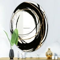 Дизайнарт 'Черно-бяло 10' Глам огледало-овално или кръгло огледало за стена