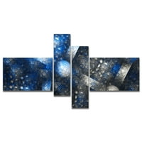 Дизайнарт 'Кристална Клетка Тъмно Синя Стоманена Текстура' Абстрактно Платно За Стена