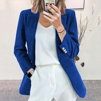 Kali_Store Женски блейзърски якета за жени работят ежедневно офис с дълъг ръкав модни облечени бизнес тоалети синьо, l
