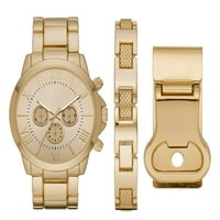 Мъжки златен часовник подарък комплект с пари клип
