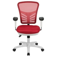 Флаш мебели в средата на гърба червена мрежа Мултифункционален изпълнителен въртящ Ергономичен офис стол с регулируеми ръце и