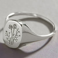 Biplut прости жени розово цвете гравиран пръстен метал годежен кръг за бижута подарък