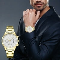 Часовници за мъже Календар Кварц Бизнес мъже Стоманен часовник Wristwatch Неръждаем мъжки часовник