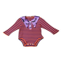 Grianlook Infant Cartoon Playsepuite One Halloween Romper Home Striped Bodysuit Orange
