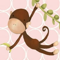 Висяща маймуна на Дейзи розово платно картина за стена, 10х10