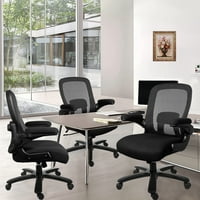 Homezeer голям и висок мрежов офис стол, тежки lbs LBS Wide Seat Executive Secly за тежки хора, черно