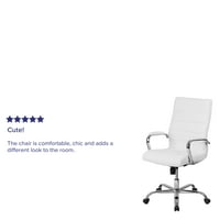 Флаш мебели висок гръб бял Кожисофт изпълнителен въртящ се Офис стол с хромирана рамка и рамена