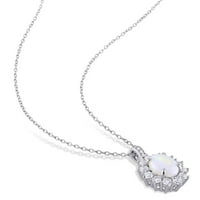Миабела Дамски Опал бял топаз диамант стерлинги сребро 3-парче ореол висулка обеци пръстен комплект