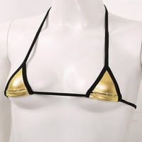 Alvivi Women's Halterneck Micro Thong Bikini Swimsuit Mini Sexy Extreme Switley Clubwear Светло злато един размер