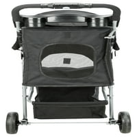 3-колесна Сгъваема стандартна количка за домашни любимци със съхранение, Черна