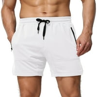 Мъжки атлетични къси панталони Модни удобни шорти за ежедневни еластични талии тренировъчни шорти с джобове с цип