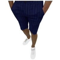 Caveitl атлетически къси панталони за мъже, мъжки ивици ежедневни панталони с пет точки костюми имат шорти за джобове панталони