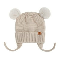 Бебешката плетена плетена шапка удобна мода с двойни плюшени топки за дете зимна есенна глава по -топла