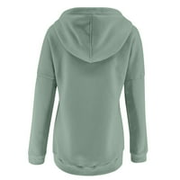 Суитчър за жени Женски качулки Модни ежедневни отпечатан пуловер пуловер пуловер женски върхове зелени 2x