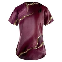 Женски върхове с къс ръкав графични щампи блуза ежедневни жени ризи кръгло деколте лятно вино m