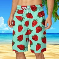 Мъжки дъски Qolati Бордки модни плодове отпечатани летни плажни къси панталони Небрежни теглене Дишащи разхлабени хавайски плувки