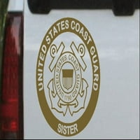Съединените щати брегова охрана сестра автомобил или камион прозорец лаптоп стикер злато 6in 5.6in