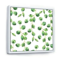 Дизайнарт 'Тропически Зелени Листа Патерн На Бяло' Тропическа Рамка Платно Стена Арт Принт